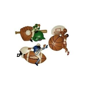 Athletic Homco Burwood Sports Plaques Boys Decor Baseball Basketball Football